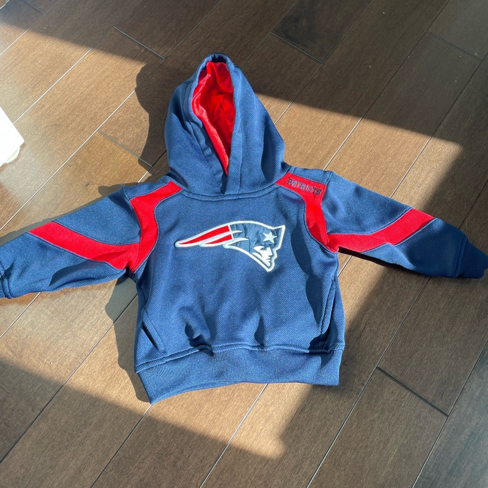 Kids Blue and Red Hoodie New England Patriots